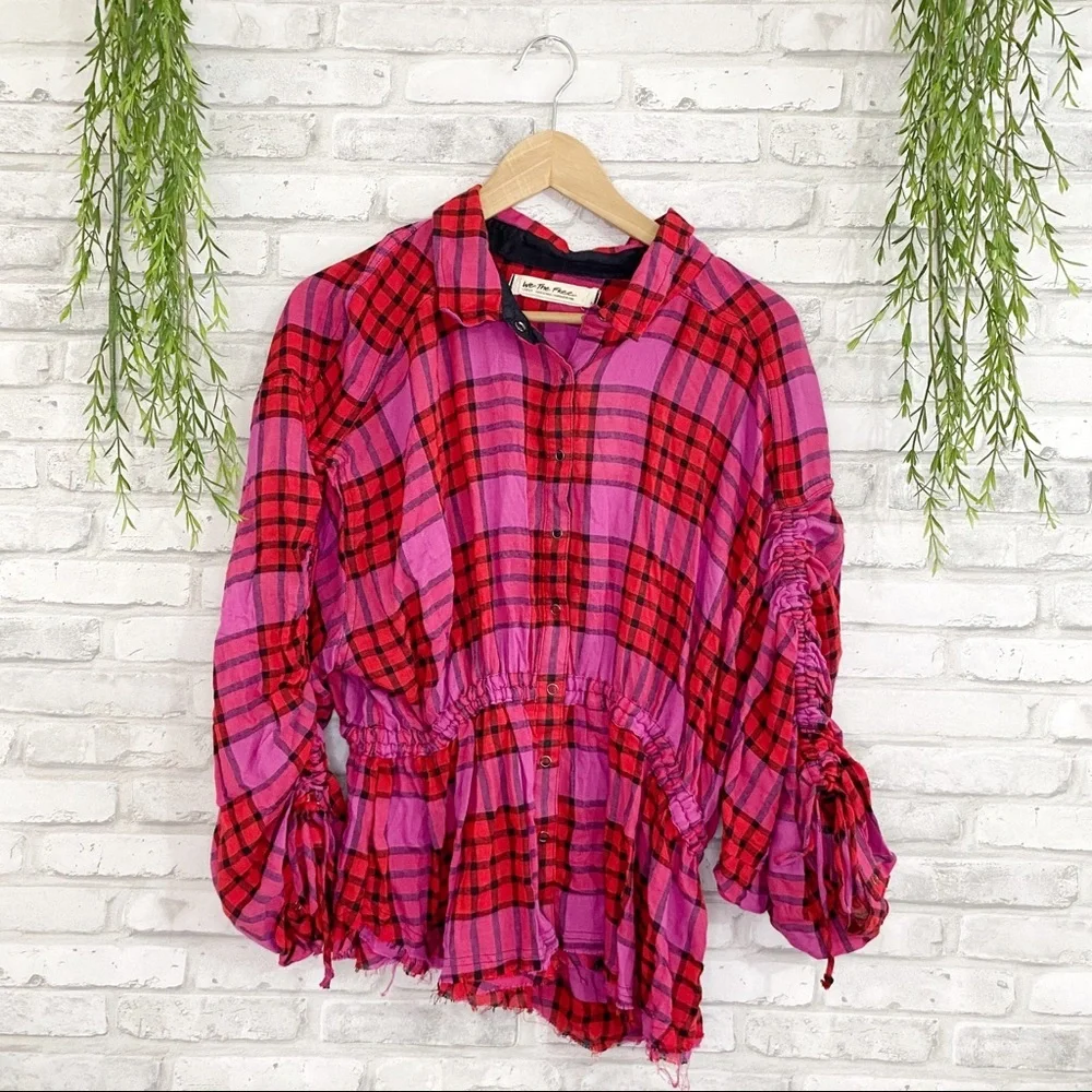 NWT Free People Pacific Dawn Plaid Button Up Tunic